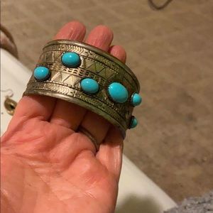 Turquoise and silver cuff bracelet